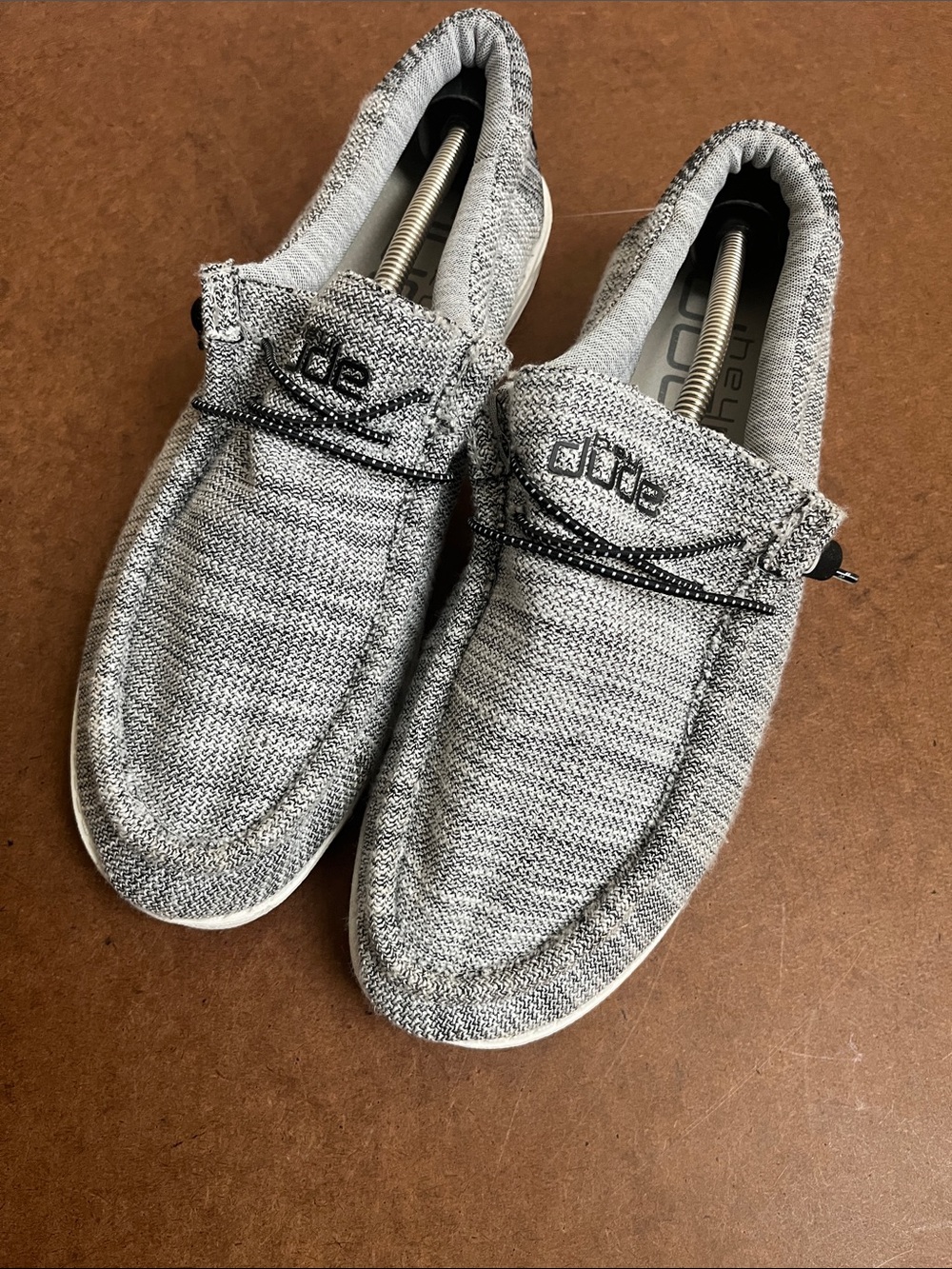 Hey Dude Wally Stretch Mens Slip-Ons in Heather Gray & White Size US11 EU44 UK10